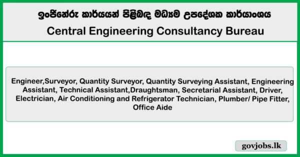 Engineer, Surveyor, Driver, Electrician, Draughtsman, Technical Assistant - Central Engineering Consultancy Bureau Job Vacancies 2025
