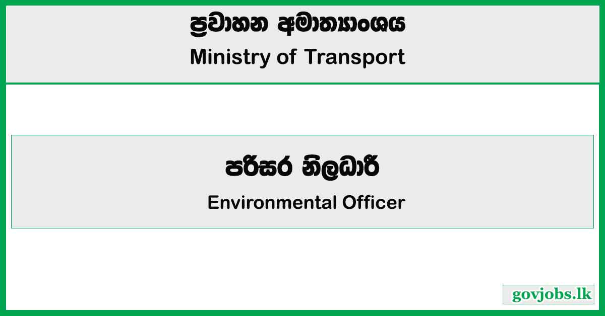 Environmental Officer - Ministry of Transport Job Vacancies 2025