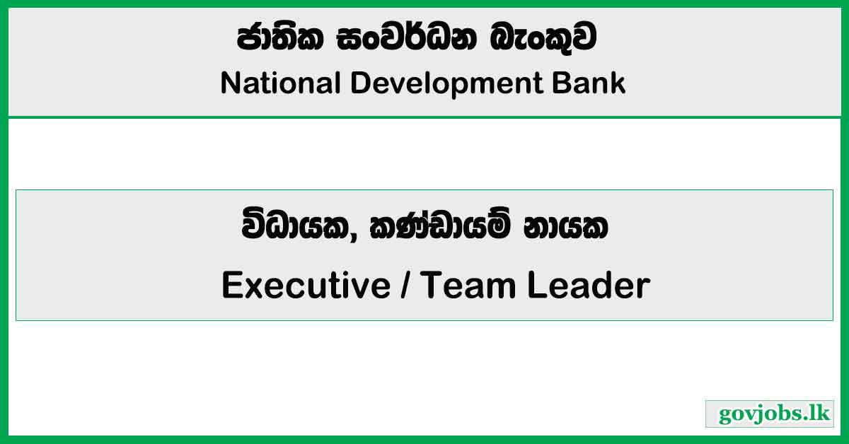Executive, Team Leader - National Development Bank Job Vacancies 2026