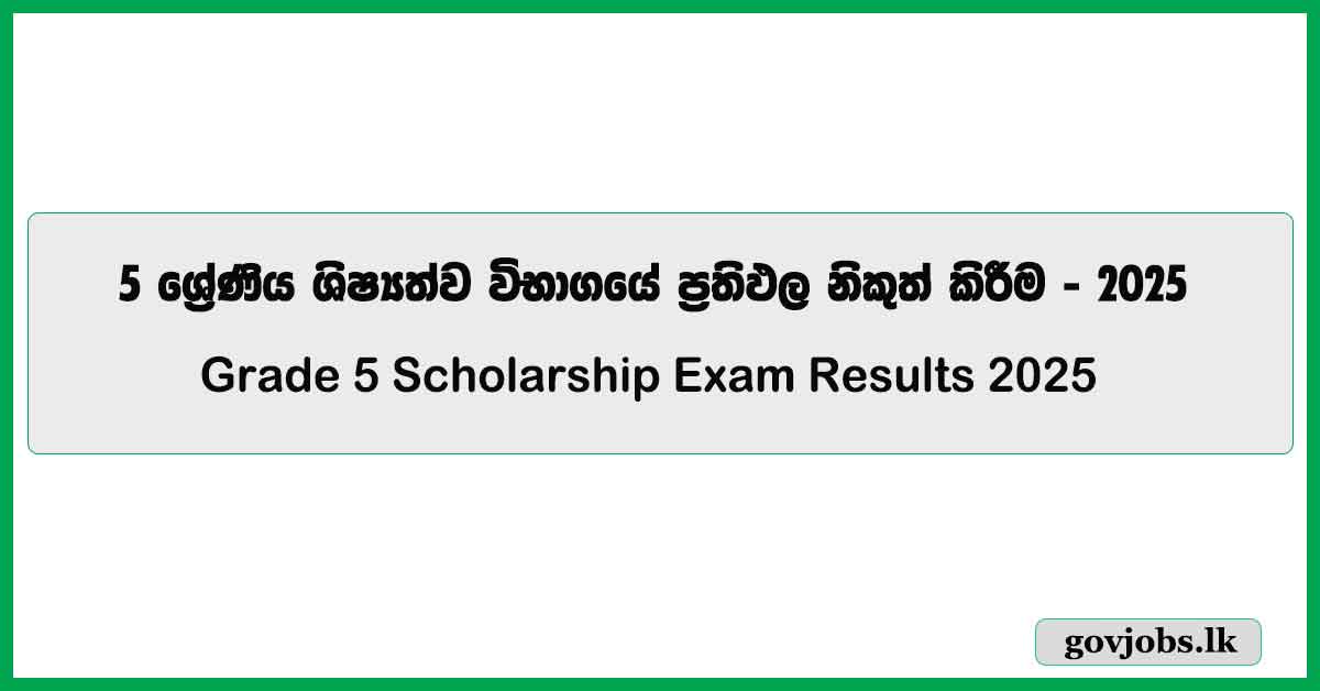 Grade 5 Scholarship Exam Results Release Date - Exam Department