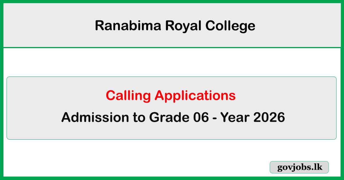 Grade 6 Admission (Year 2026) - Ranabima Royal College