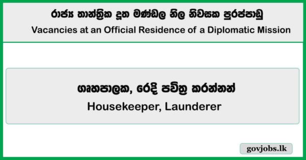 Housekeeper, Launderer – Vacancies at an Official Residence of a Diplomatic Mission Job Vacancies 2025