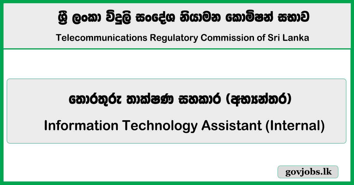 Information Technology Assistant (Internal) - Telecommunications Regulatory Commission of Sri Lanka Job Vacancies 2026