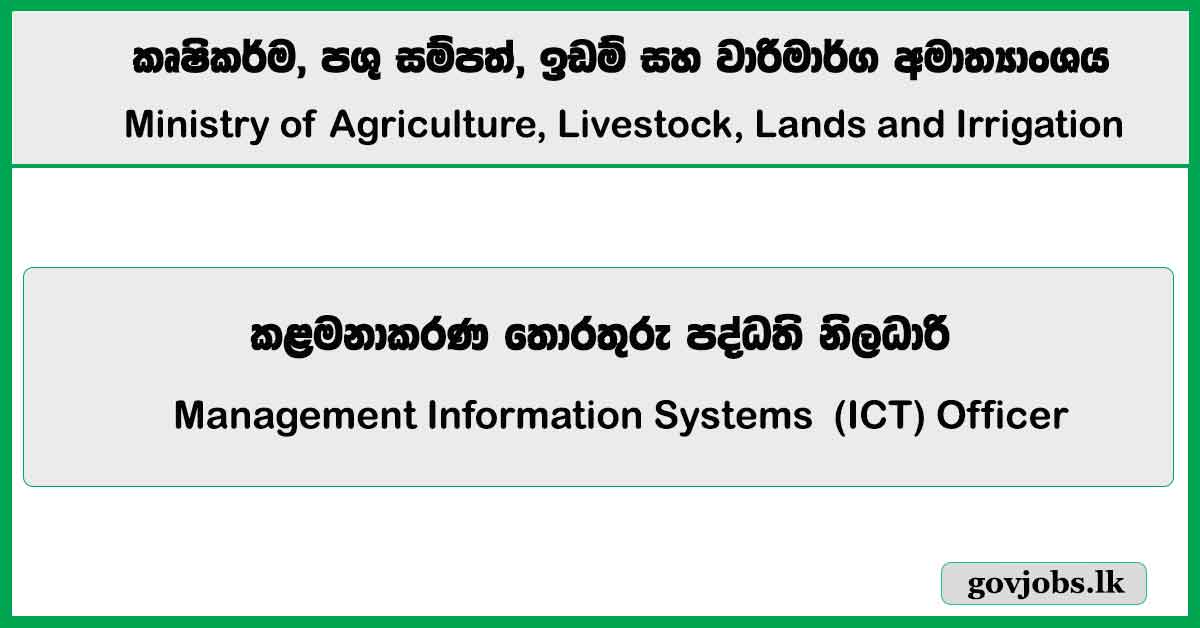 MIS (ICT) Officer - Ministry of Agriculture, Livestock, Lands and Irrigation Job Vacancies 2025