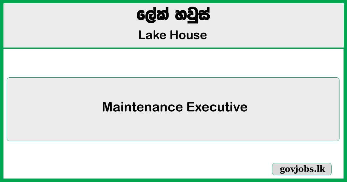 Maintenance Executive - Lake House Job Vacancies 2025