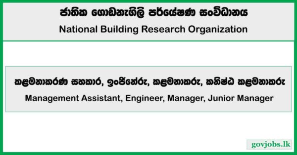 Management Assistant, Engineer, Manager, Junior Manager – National Building Research Organisation Job Vacancies 2025