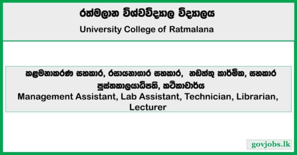 Management Assistant, Lab Assistant, Technician, Librarian, Lecturer - University College of Ratmalana Job Vacancies 2025