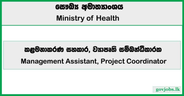 Management Assistant, Project Coordinator - Ministry of Health Job Vacancies 2026