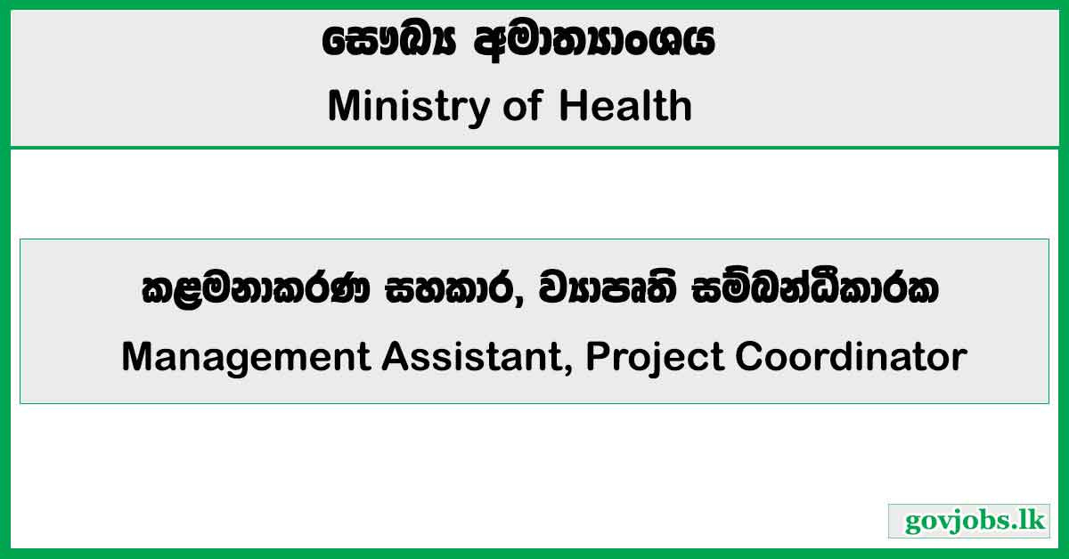 Management Assistant, Project Coordinator - Ministry of Health Job Vacancies 2026