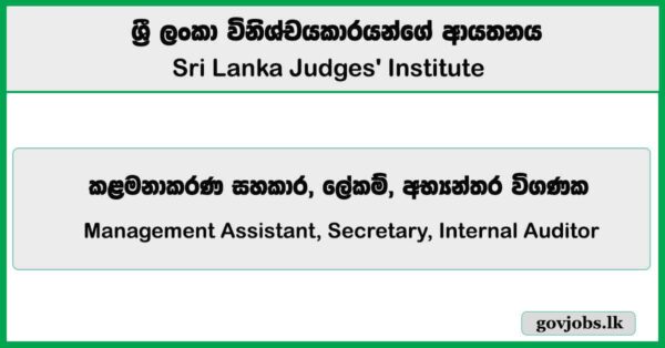 Management Assistant, Secretary, Internal Auditor - Sri Lanka Judges' Institute Job Vacancies 2025