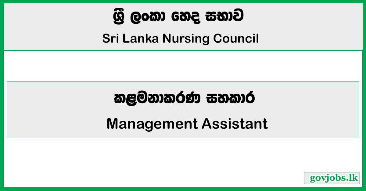 Management Assistant - Sri Lanka Nursing Council 2026 Job Vacancies