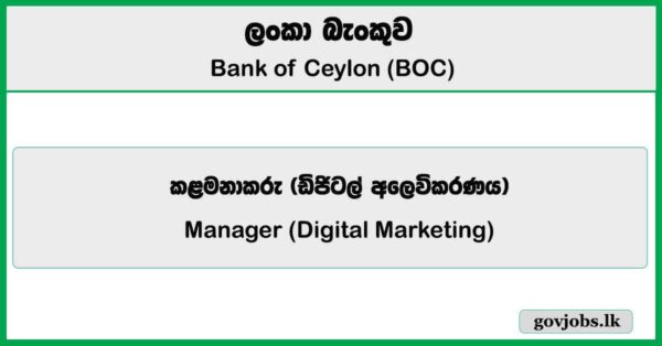 Manager (Digital Marketing) - Bank of Ceylon (BOC) Job Vacancies 2025