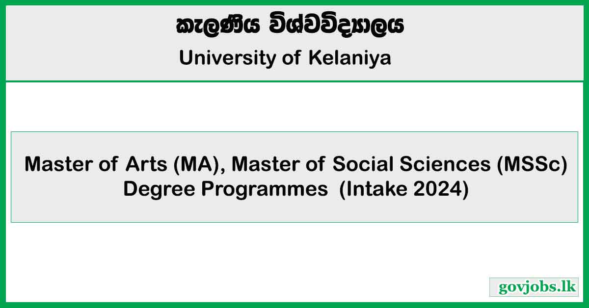 Master of Arts (MA), Master of Social Sciences (MSSc) Degree Programmes 2024