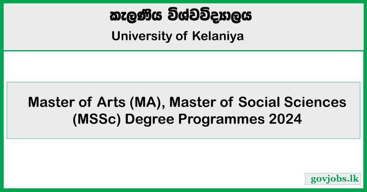 Master of Arts (MA), Master of Social Sciences (MSSc) Degree Programmes 2024