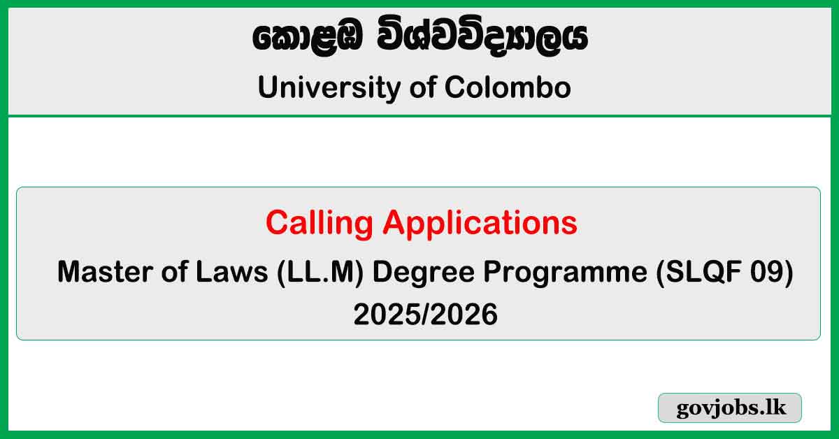 Master of Laws (LLM) Degree (SLQF 09) 2025