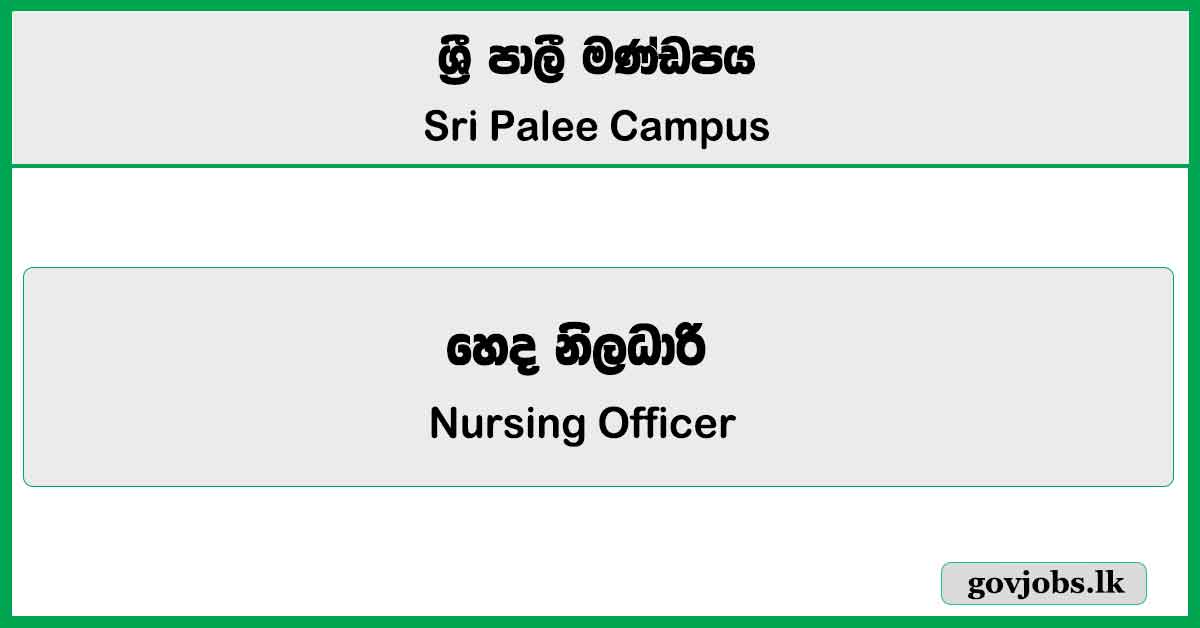 Nursing Officer - Sri Palee Campus Job Vacancies 2025