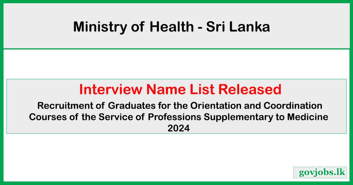 Orientation & Coordination Courses Interview List Released 2025 - Ministry of Health