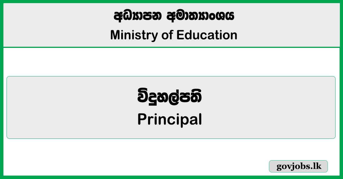 Principal - Ministry of Education Job Vacancies 2024