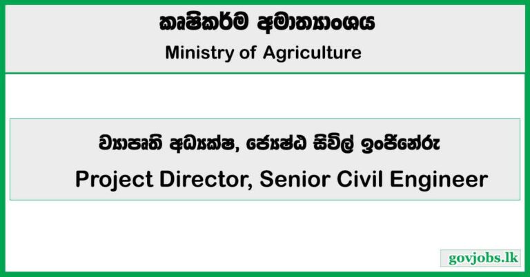 Project Director, Senior Civil Engineer – Ministry of Agriculture 2026 Job Vacancies