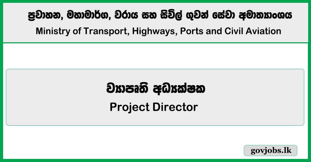 Project Director – Ministry of Transport, Highways, Ports and Civil Aviation Job Vacancies 2025