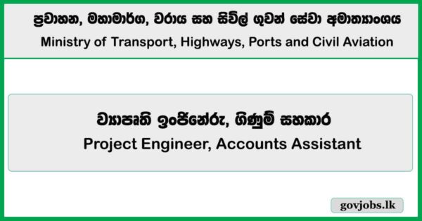 Project Engineer, Accounts Assistant (BCRIP) – Ministry of Transport, Highways, Ports and Civil Aviation Job Vacancies 2025