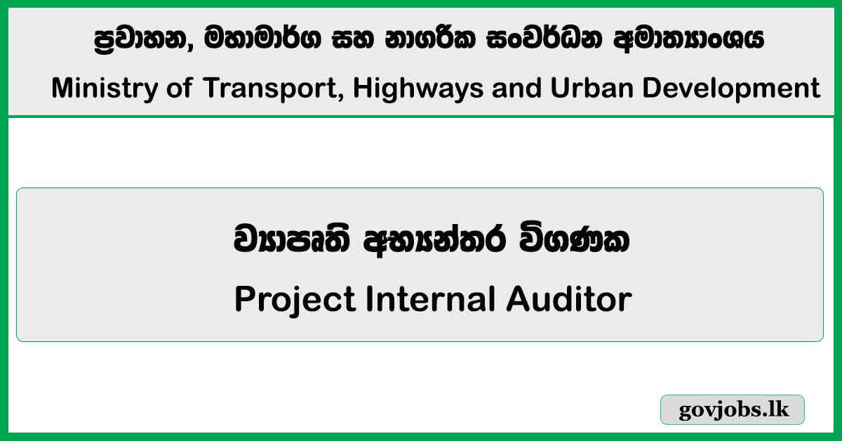 Project Internal Auditor – Ministry of Transport, Highways and Urban Development Job Vacancies 2026