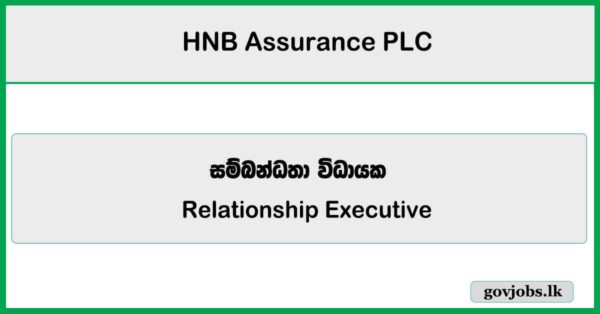 Relationship Executive - HNB Assurance PLC Job Vacancies 2025
