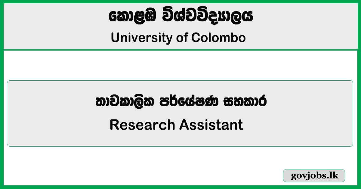 Research Assistant - University of Colombo Job Vacancies 2025