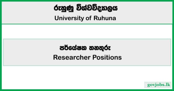 Researcher Positions - University of Ruhuna Job Vacancies 2025