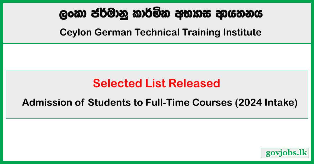 Selected List Released - German Tech (CGTTI) Full-Time Courses 2024