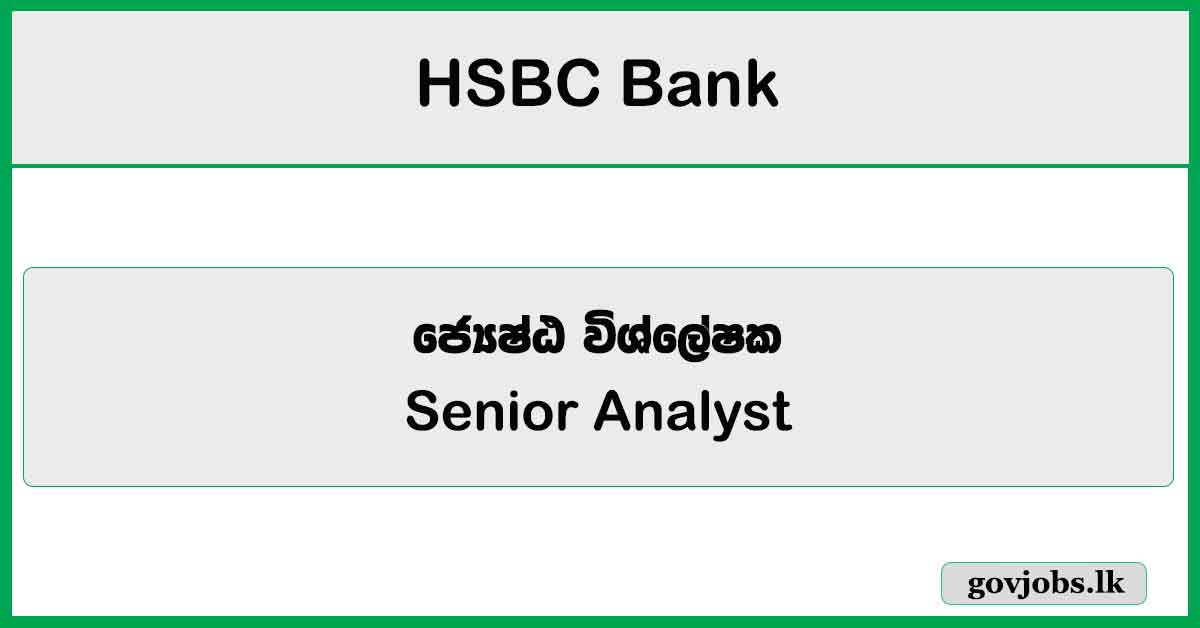 Senior Analyst – HSBC Bank Job Vacancies 2025