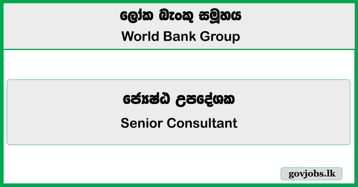 Senior Consultant - World Bank Group Job Vacancies 2025