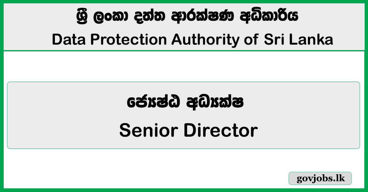 Senior Director – Data Protection Authority of Sri Lanka Vacancies 2026