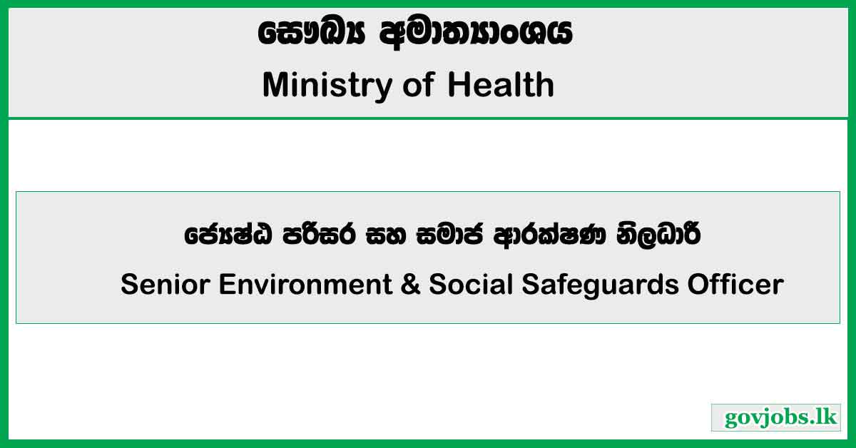 Senior Environment & Social Safeguards Officer - Ministry of Health Job Vacancies 2025