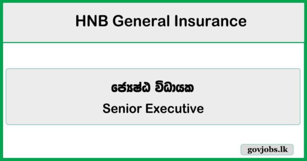Senior Executive - Reinsurance - HNB General Insurance Limited 2026 Vacancies