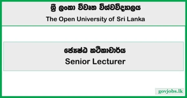 Senior Lecturer - Open University of Sri Lanka Job Vacancies 2025