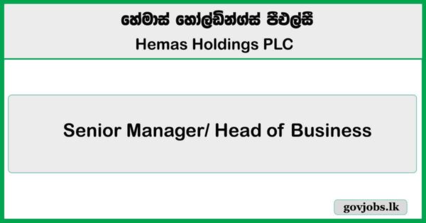 Senior Manager, Head of Business Development (Wattala) - Hemas Holdings PLC 2025 Vacancies