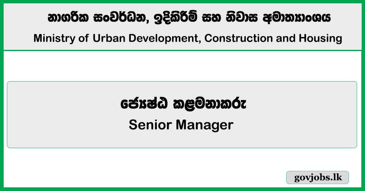 Senior Manager – Ministry of Urban Development, Construction and Housing Job Vacancies 2025