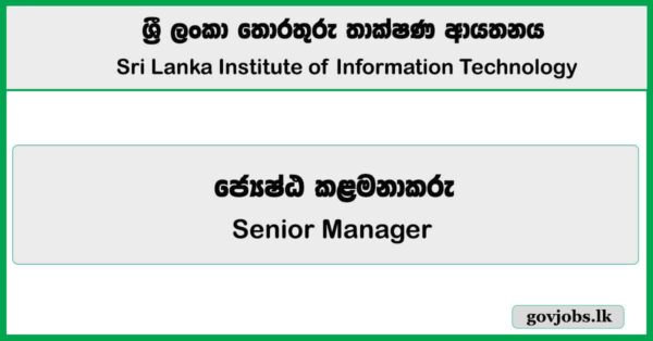 Senior Manager – Sri Lanka Institute of Information Technology (SLIIT) Job Vacancies 2025