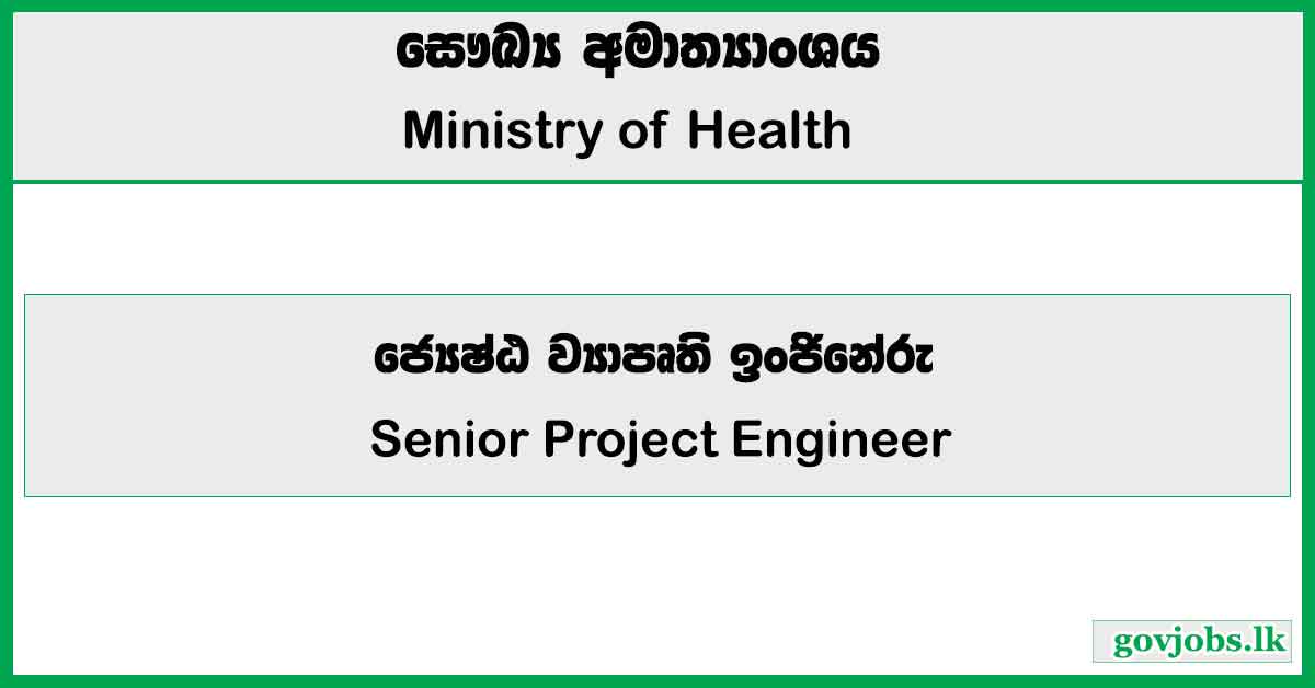 Senior Project Engineer - Ministry of Health Job Vacancies 2024