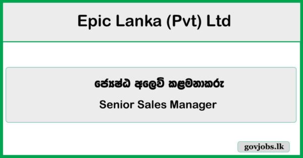 Senior Sales Manager (FinTech Solutions) - Epic Lanka (Pvt) Ltd Vacancies 2025