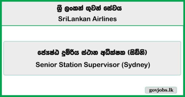 Senior Station Supervisor (Sydney) – SriLankan Airlines Job Vacancies 2025
