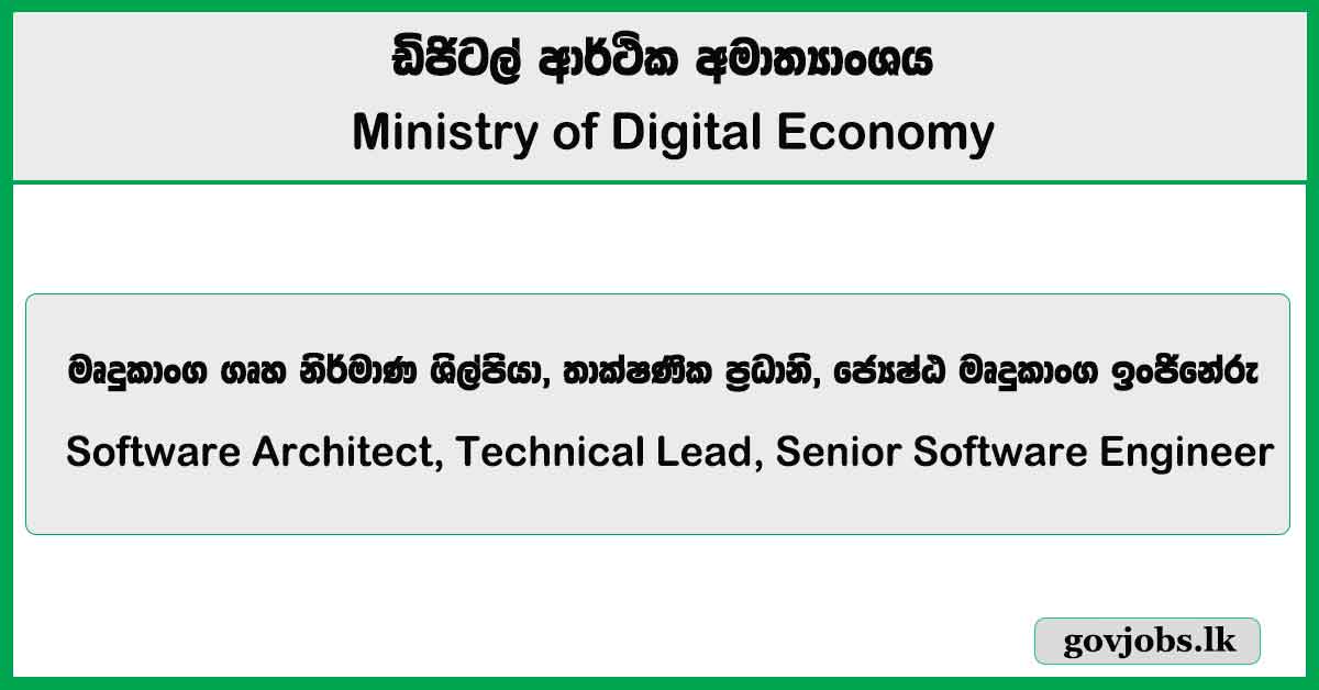 Software Architect, Technical Lead, Senior Software Engineer – Ministry of Digital Economy Job Vacancies 2025