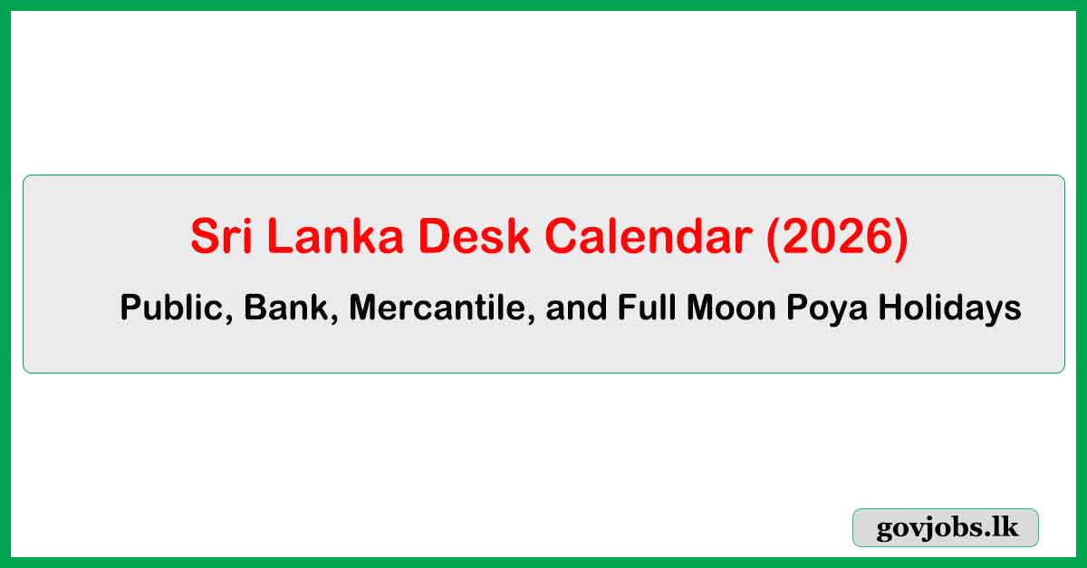 Sri Lanka Desk Calendar (2026)