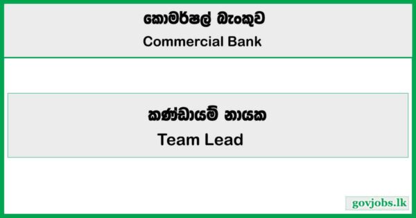 Team Lead - Commercial Bank of Ceylon PLC Job Vacancies 2025