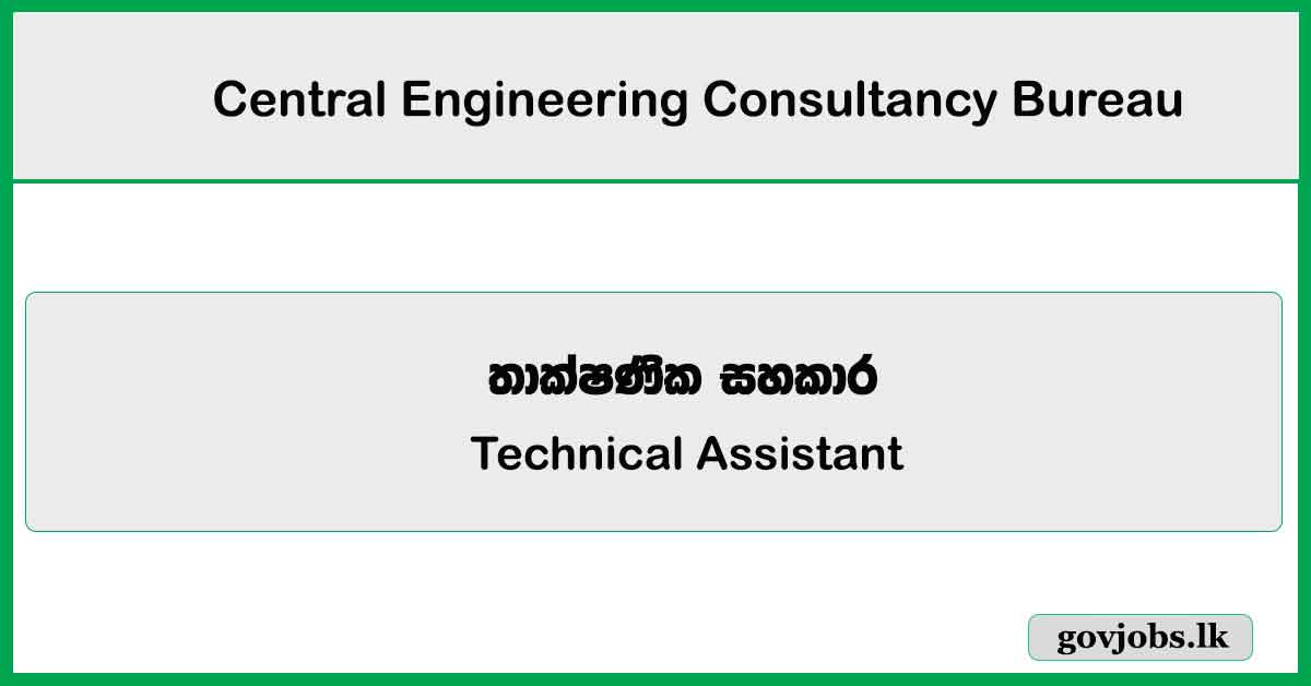 Technical Assistant - Central Engineering Consultancy Bureau Job Vacancies 2025