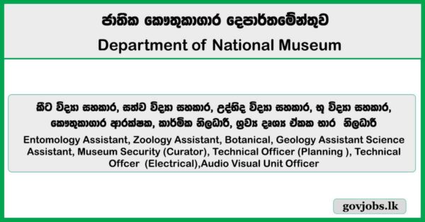 Technical Officer & More Vacancies 2025 – Department of National Museum