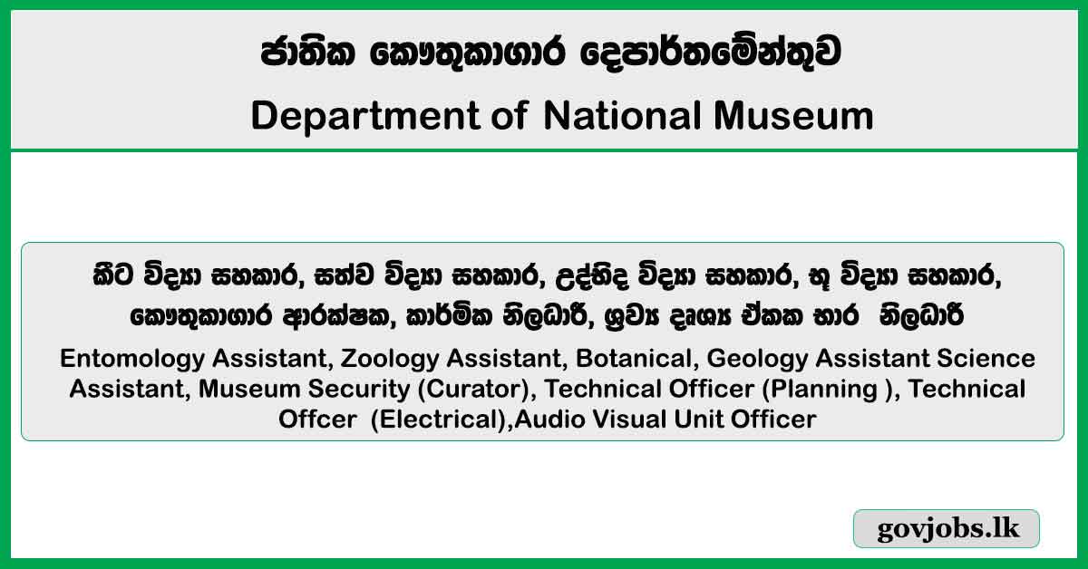 Technical Officer & More Vacancies 2025 – Department of National Museum