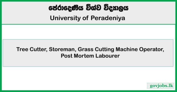 Tree Cutter, Storeman, Grass Cutting Machine Operator, Post Mortem Labourer - University of Peradeniya Job Vacancies 2025