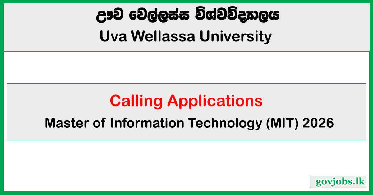 Uva Wellassa University - Master of Information Technology (MIT) 2026